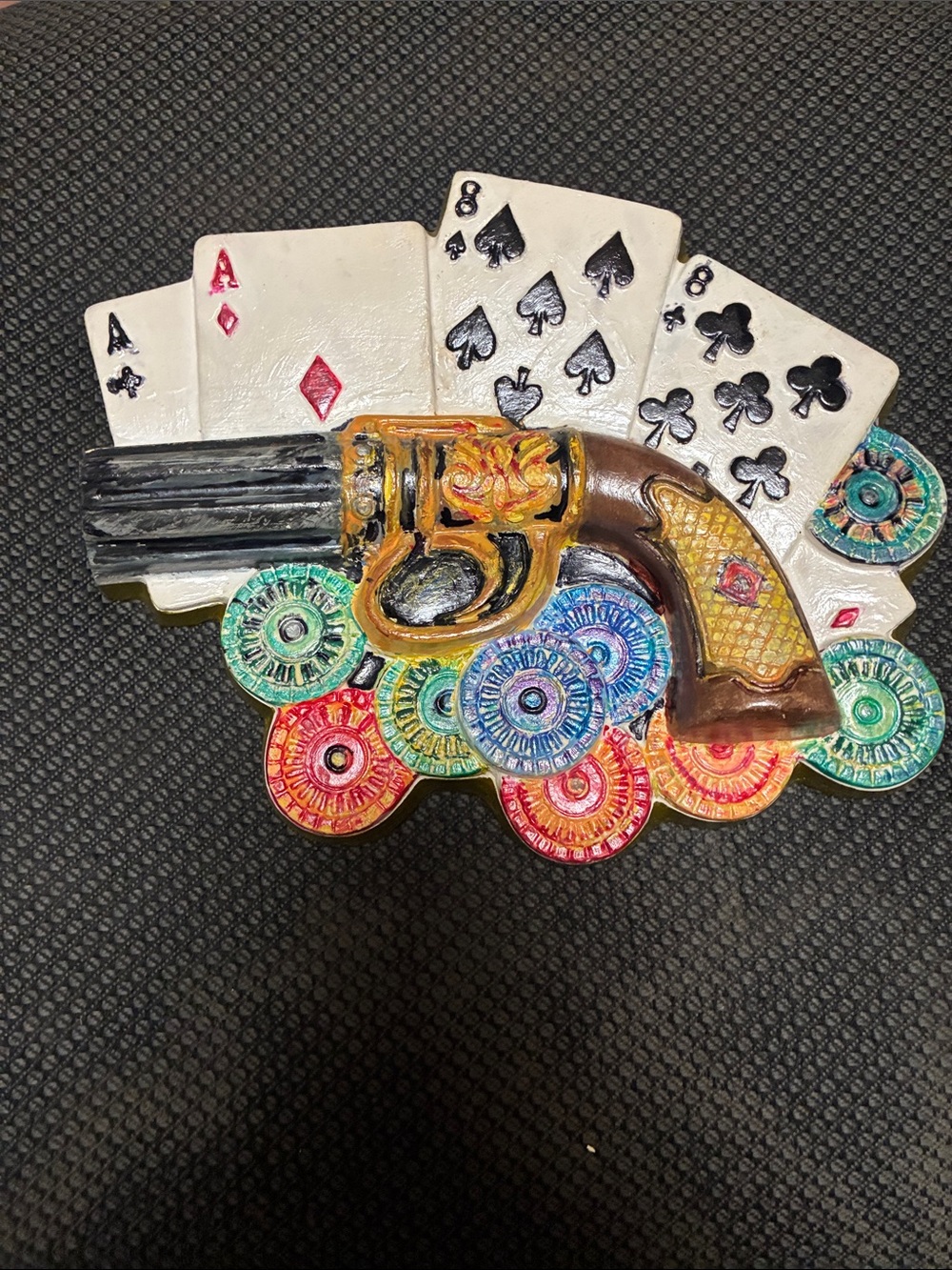 VTG Poker and Chips chalkware plaque